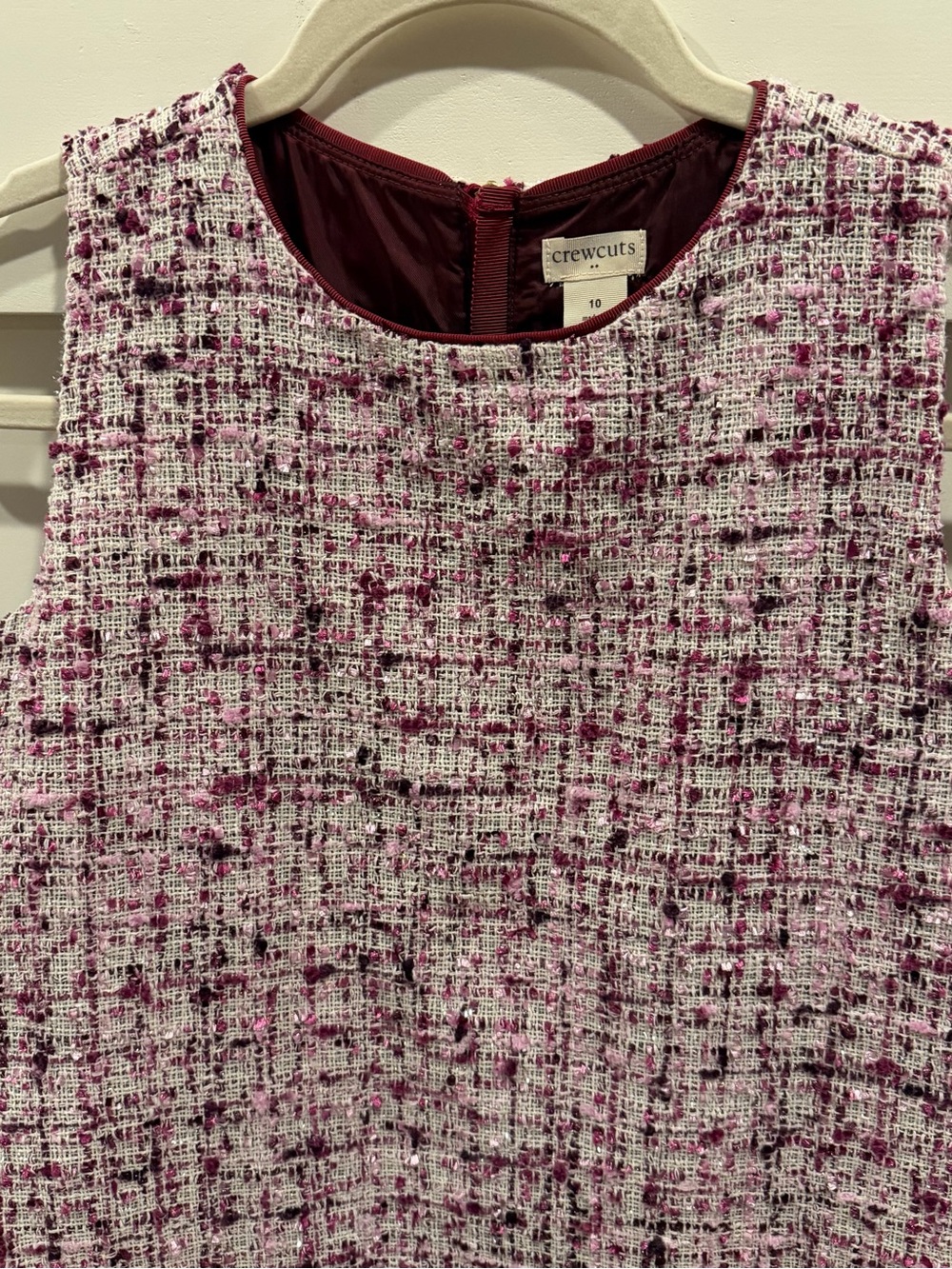 Crewcuts by J.Crew Girls’ Girly Tweed Shift Dress Pink Burgundy Size 10 - Picture 10 of 11